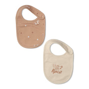 Baby Unisex Printed Bib Pack Of 2, Beige And Brown