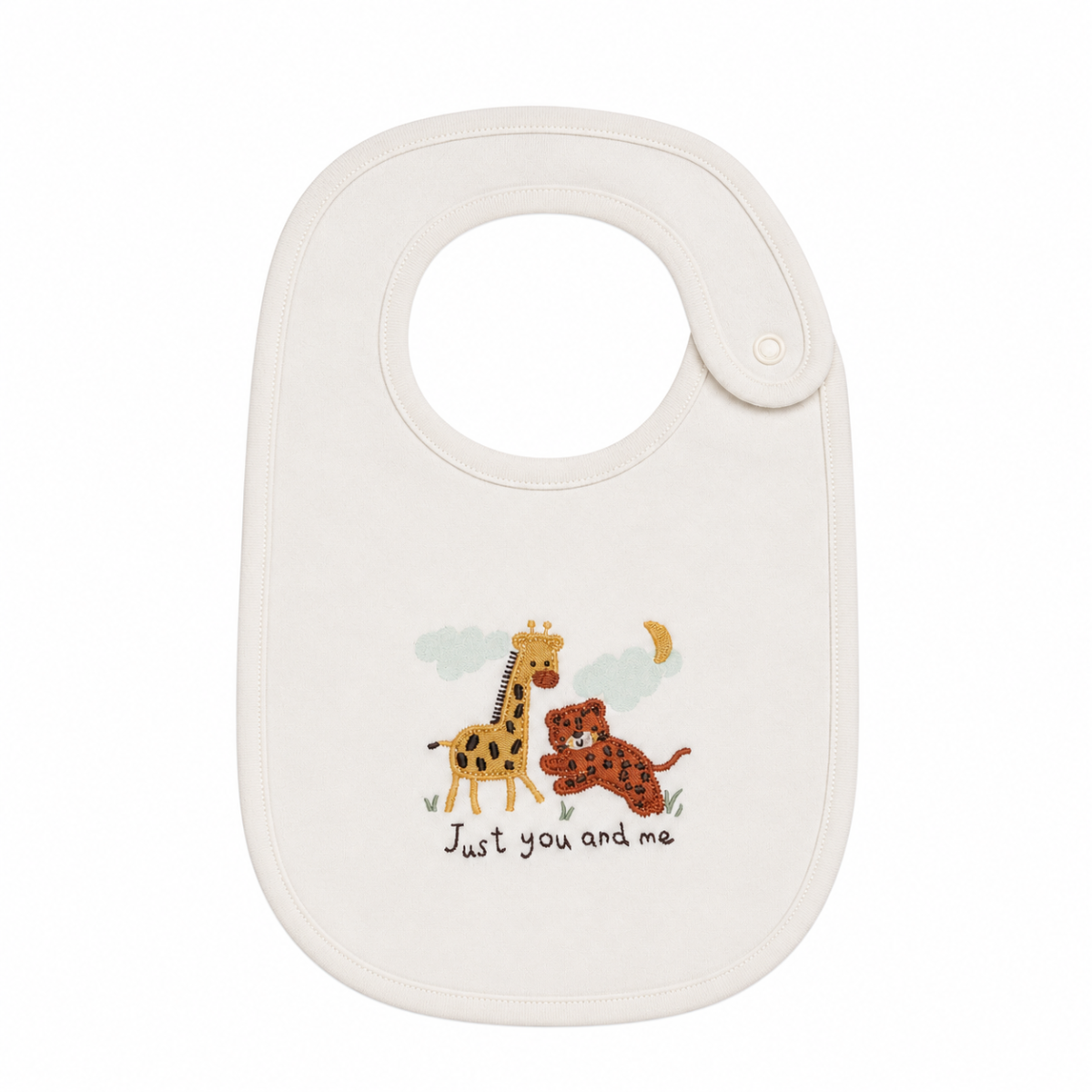 Baby Unisex White And Mint Green Cotton Animal Embroidered And Striped Bibs Pack Of 2
