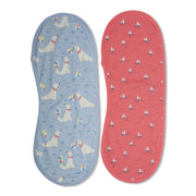Baby Unisex Printed Burp Cloth Set Of 2, Blue And Coral