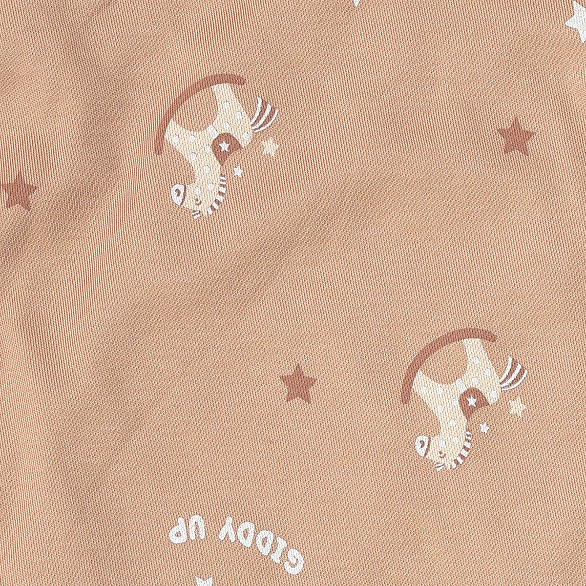 Baby Unisex Printed Burp Cloth Set Of 2, Beige And Brown