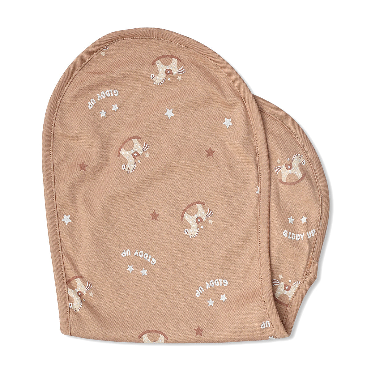 Baby Unisex Printed Burp Cloth Set Of 2, Beige And Brown