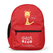 Kids Red Giraffe Printed Backpack with Front Zip Pocket