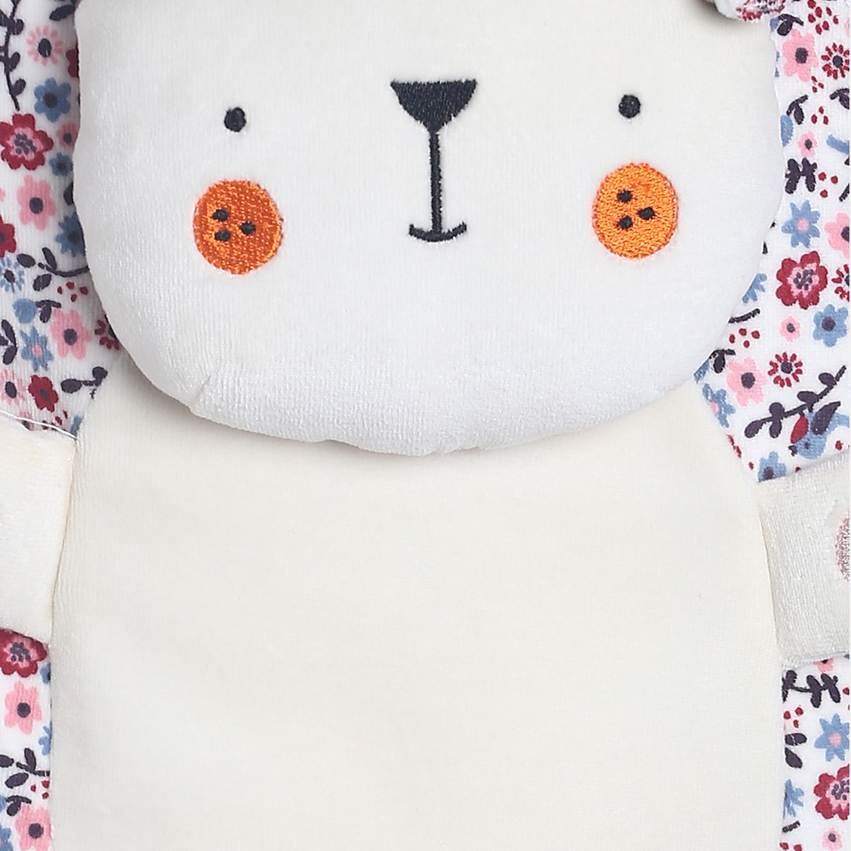 Girls White Floral Plush Backpack with Adjustable Straps Cute Cat Design Backpack