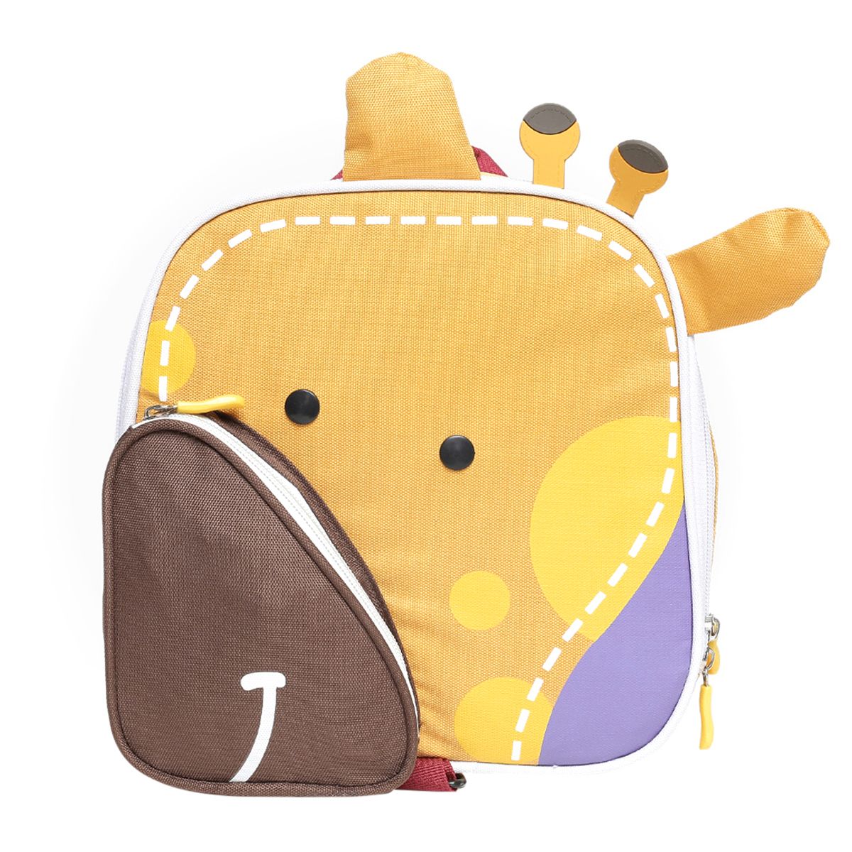 Yellow Animal Print Backpack with Front Pocket Adjustable Straps Travel Backpack