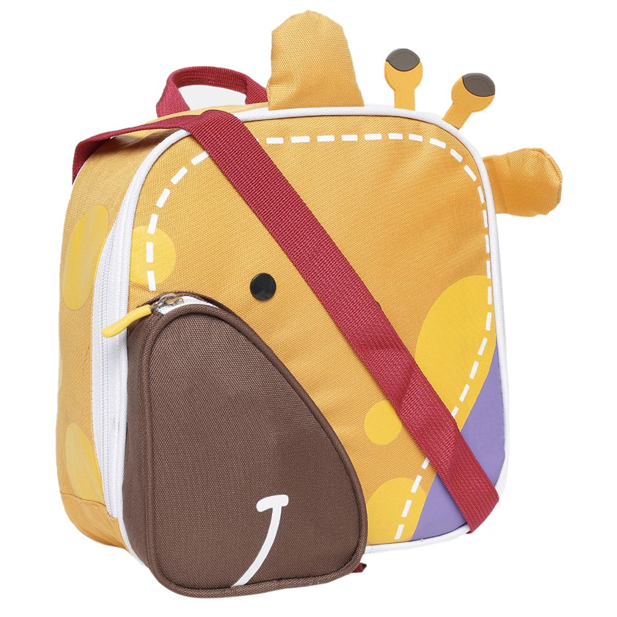 Yellow Animal Print Backpack with Front Pocket Adjustable Straps Travel Backpack