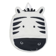 White and Black Plush Zebra Backpack with Front Pocket Adjustable Straps Travel Backpack