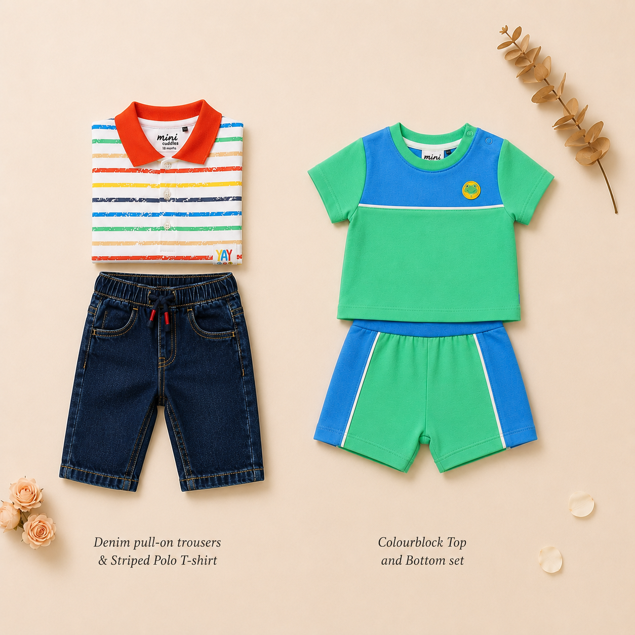 Baby Boys 2-Look Casual Outfit Bundle with Denim Trousers - Multicolour