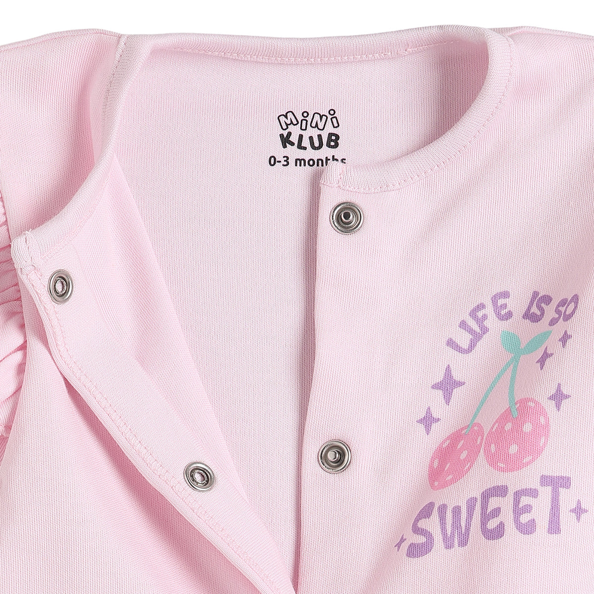 Baby Girls Flutter Sleeve Romper With Cap Light Pink