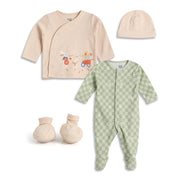 Baby Unisex 5 Piece Clothing Set Green And Cream