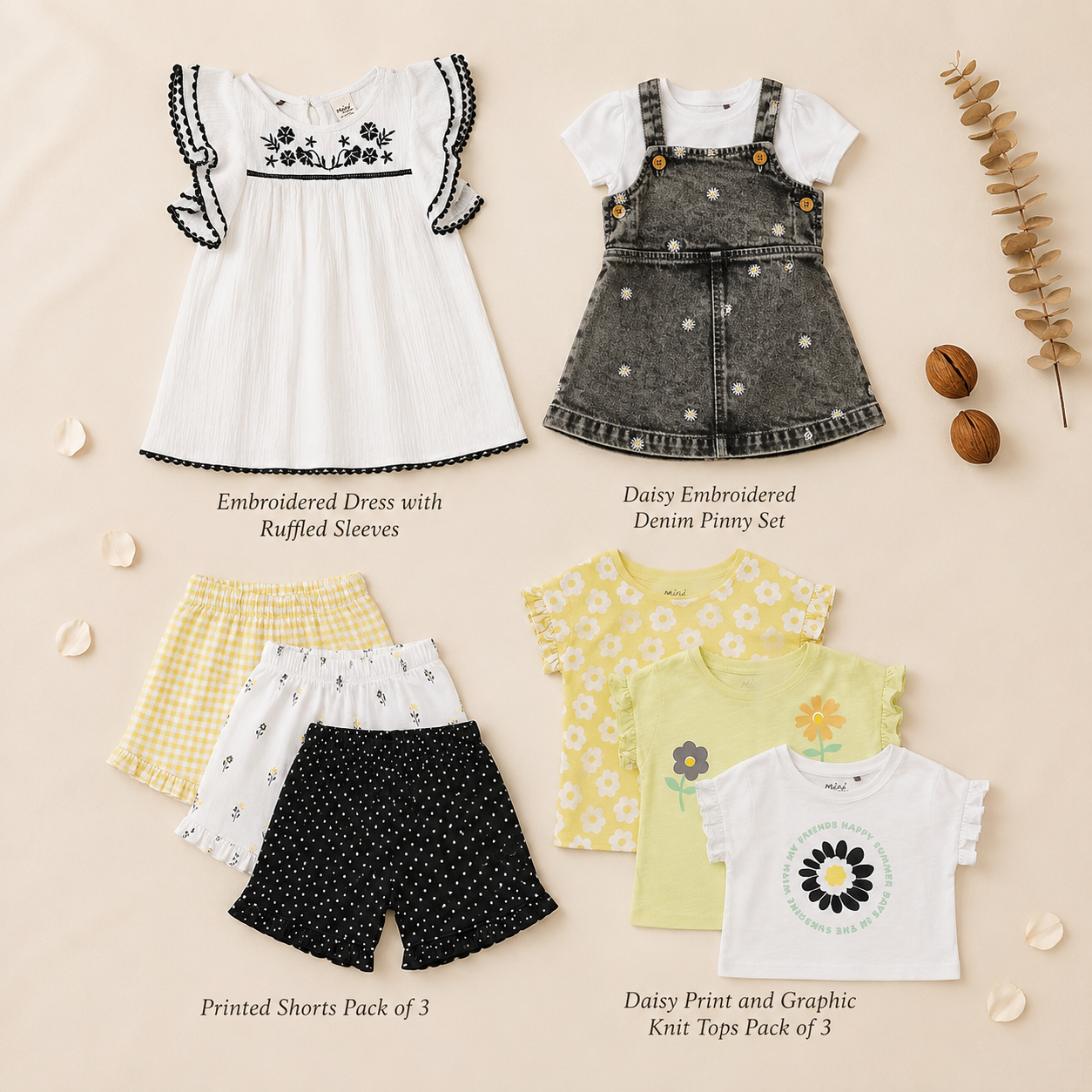 Baby Girls Dress & Everyday Outfit Bundle - Multicolour