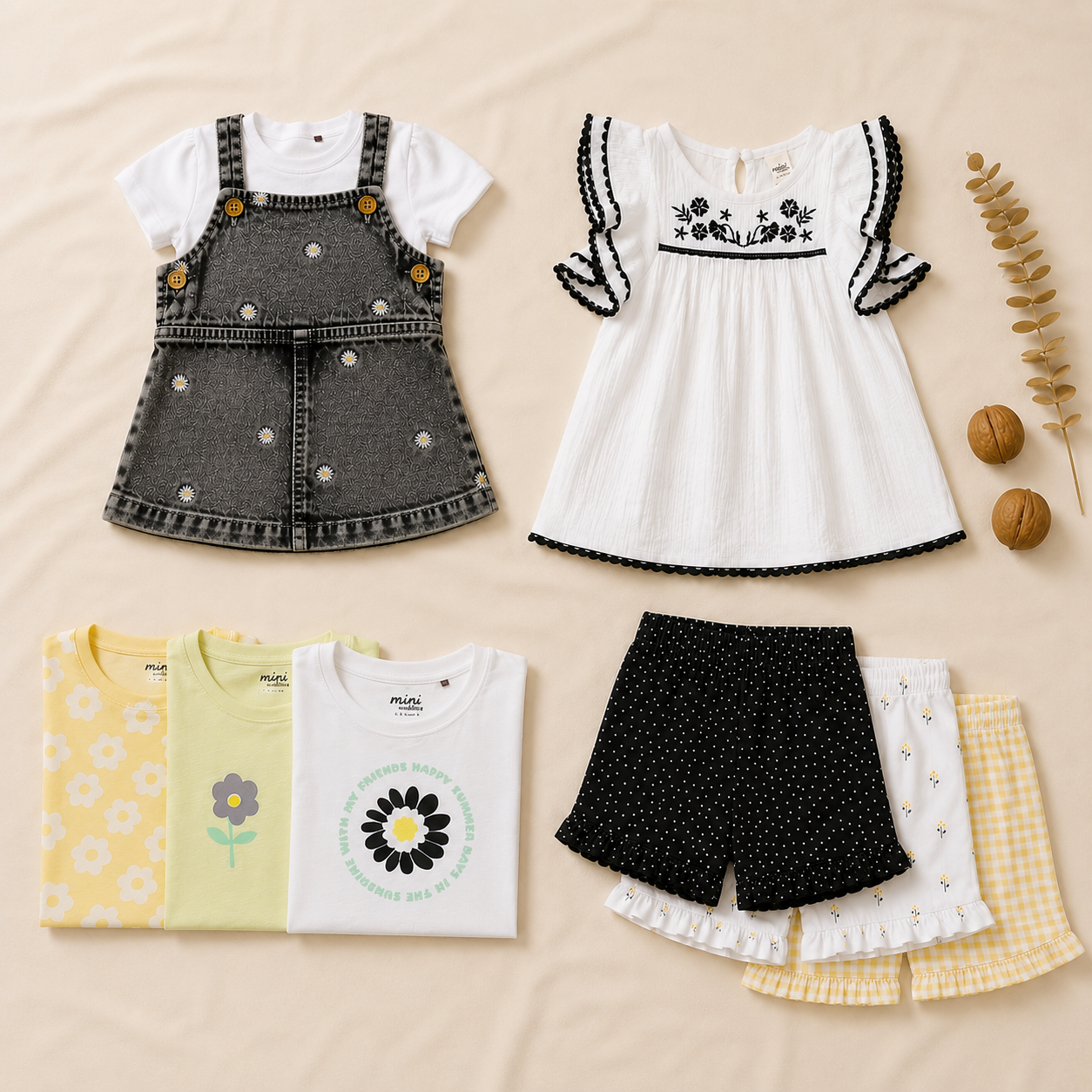 Baby Girls Dress & Everyday Outfit Bundle - Multicolour