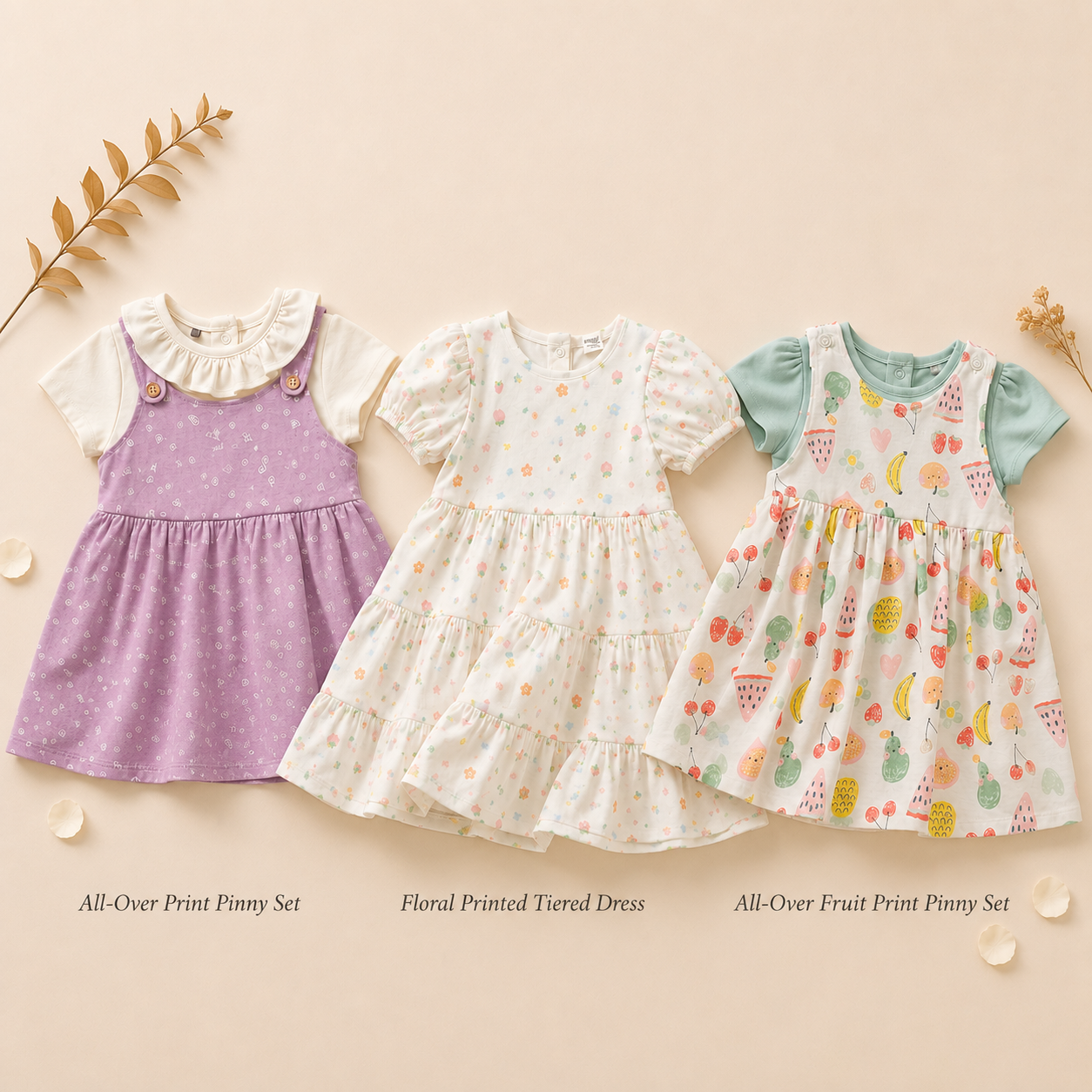 Baby Girls 3-Look Dress & Pinny Outfit Bundle - Multicolour