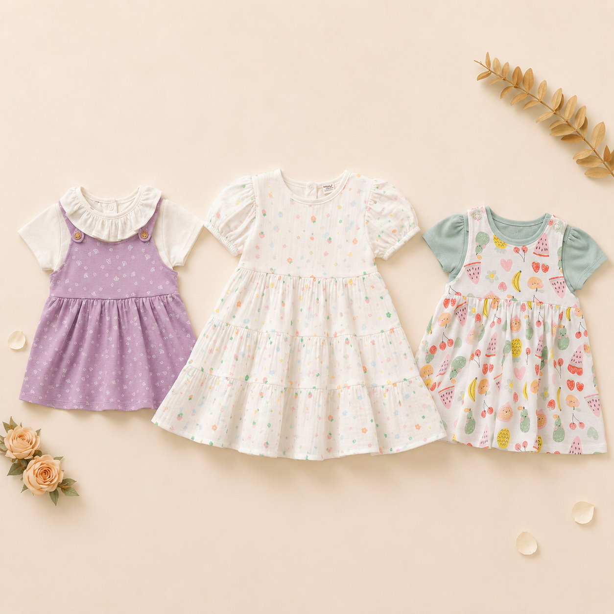 Baby Girls 3-Look Dress & Pinny Outfit Bundle - Multicolour