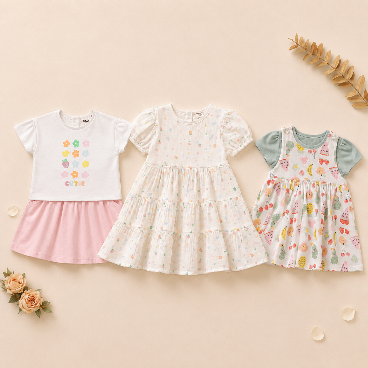 Baby Girls 3-Look Dress & Pinny Outfit Bundle - Multicolour