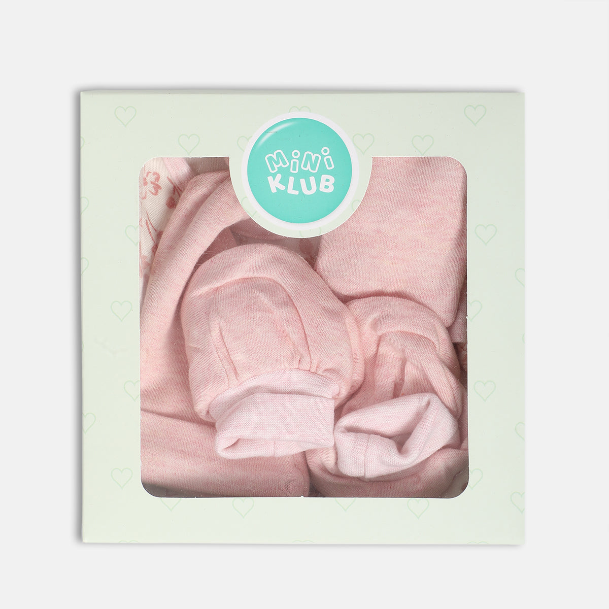 Baby Girls Pink Floral Printed Bodysuit Gift Set with Cap, Mittens and Booties Regular Fit Baby Essentials