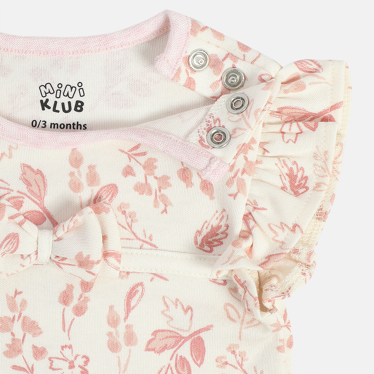 Baby Girls Pink Floral Printed Bodysuit Gift Set with Cap, Mittens and Booties Regular Fit Baby Essentials