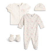 Baby Girls 5 Piece Clothing Gift Set Cream