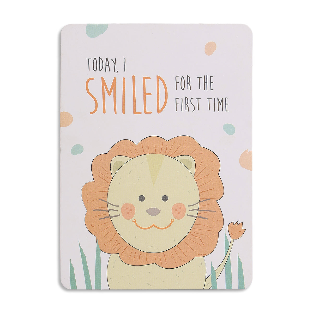 Baby Milestone Card with Owl Print and “Slept Through the Night” Text, White & Blue Nursery Keepsake Card