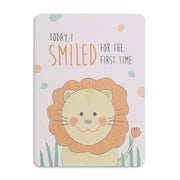 Baby Milestone Card with Owl Print and “Slept Through the Night” Text, White & Blue Nursery Keepsake Card