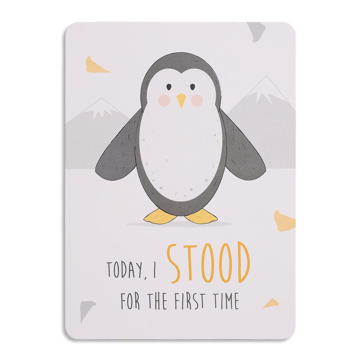 Baby Milestone Card with Owl Print and “Slept Through the Night” Text, White & Blue Nursery Keepsake Card