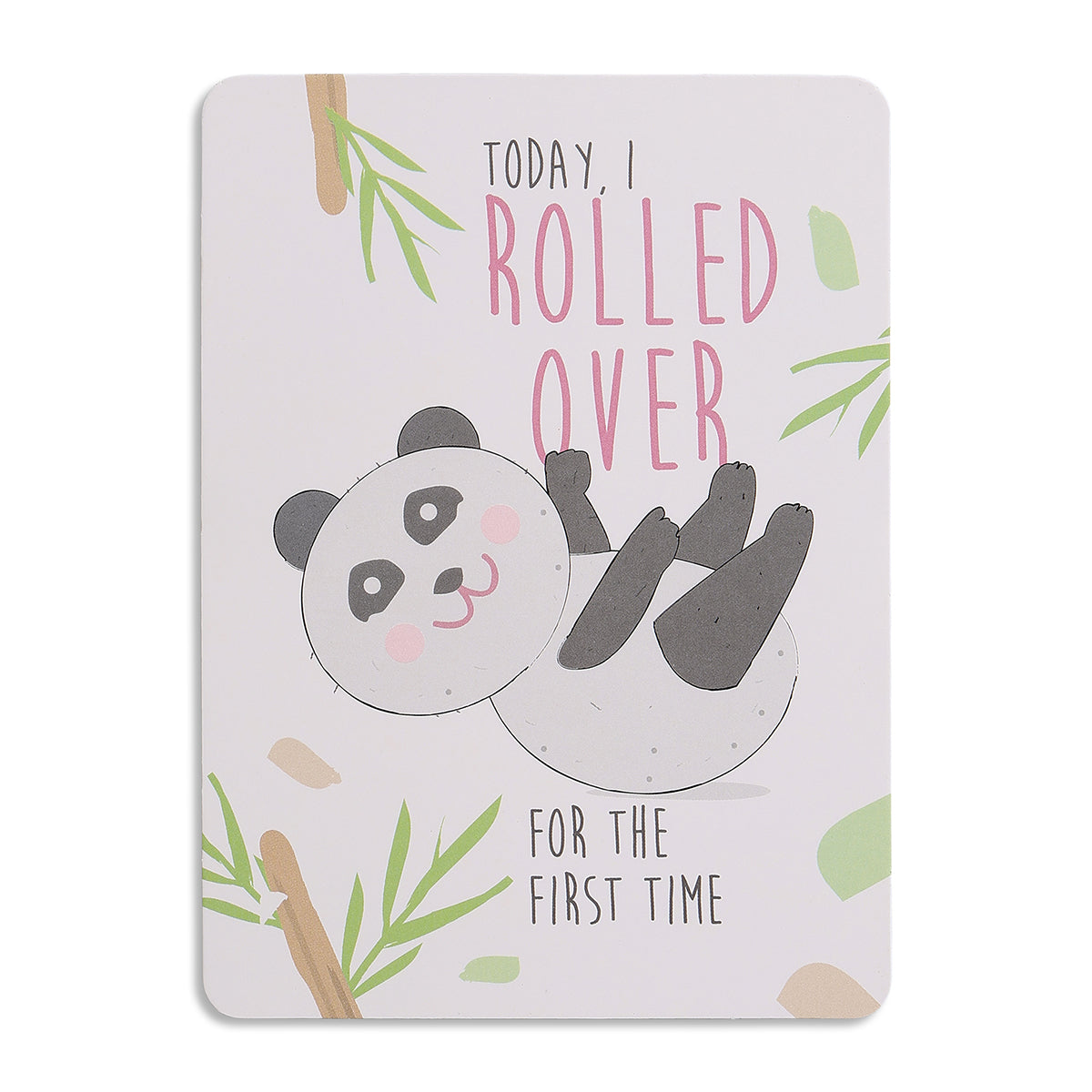 Baby Milestone Card with Owl Print and “Slept Through the Night” Text, White & Blue Nursery Keepsake Card