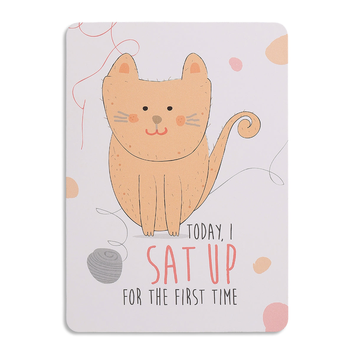 Baby Milestone Card with Owl Print and “Slept Through the Night” Text, White & Blue Nursery Keepsake Card