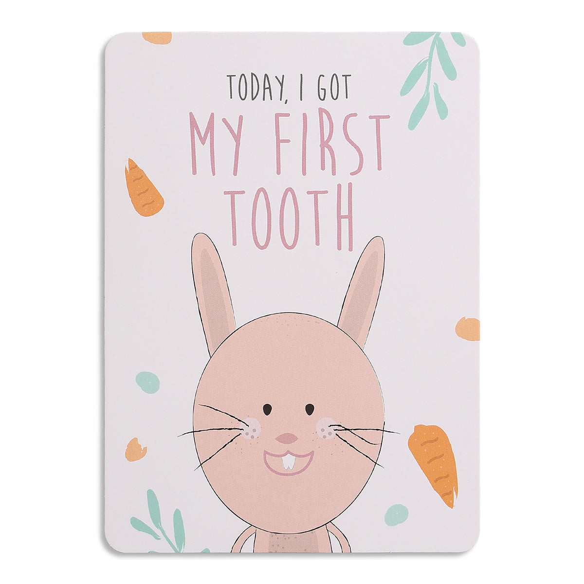 Baby Milestone Card with Owl Print and “Slept Through the Night” Text, White & Blue Nursery Keepsake Card