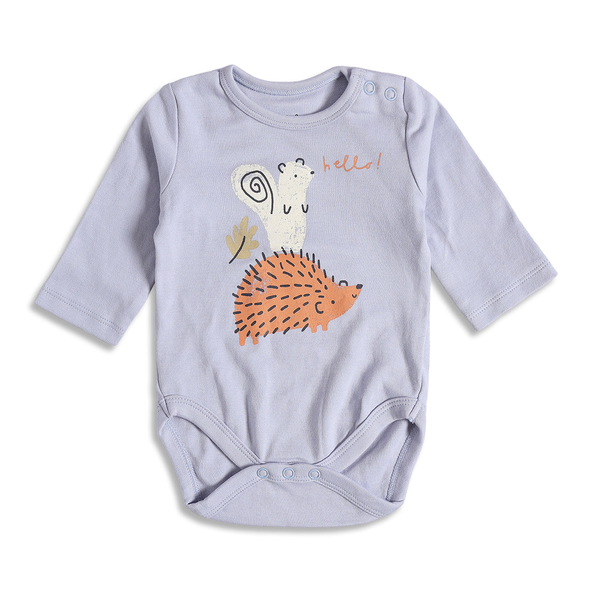 Baby Unisex Blue Cotton Animal Print Regular Fit Casual Bodysuit
