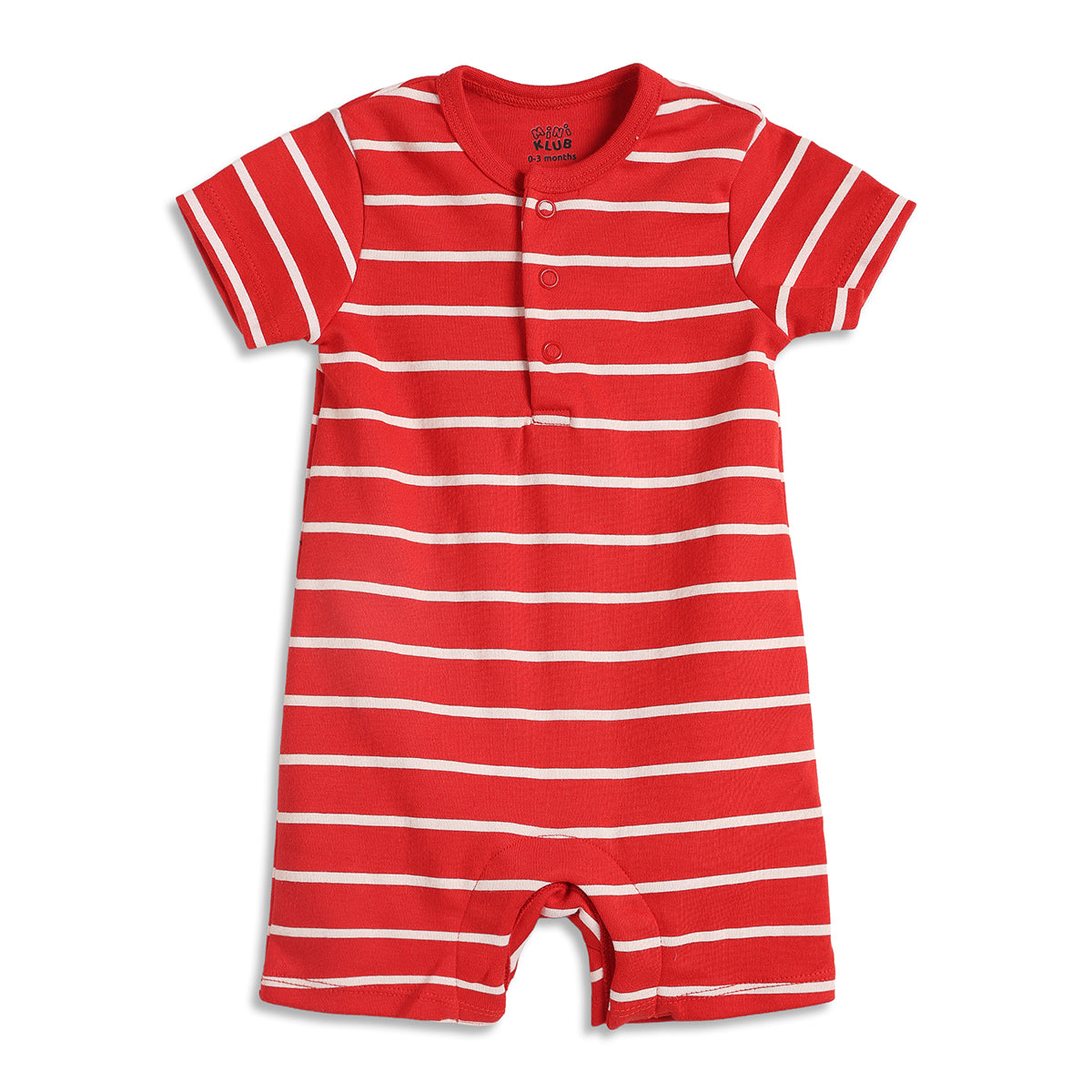 Baby Boys Striped Short Sleeve Romper With Cap , Red