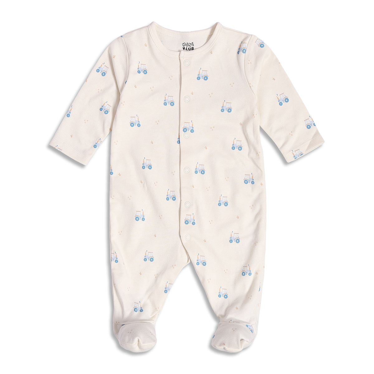 Baby Unisex Tractor Print Romper With Cap And Blanket Set, Cream