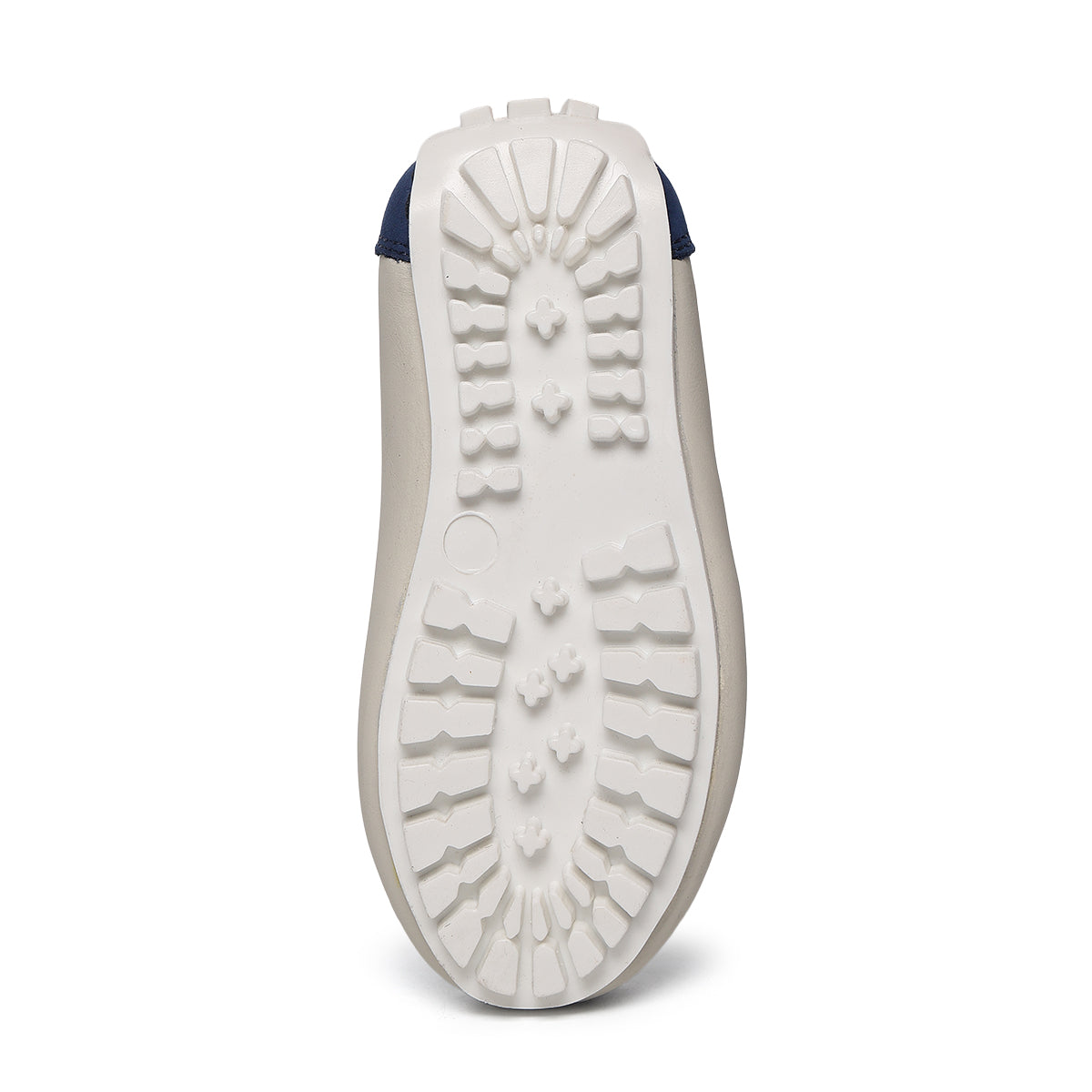Baby Boys White & Blue Leather Loafers Casual Slip-On Shoes