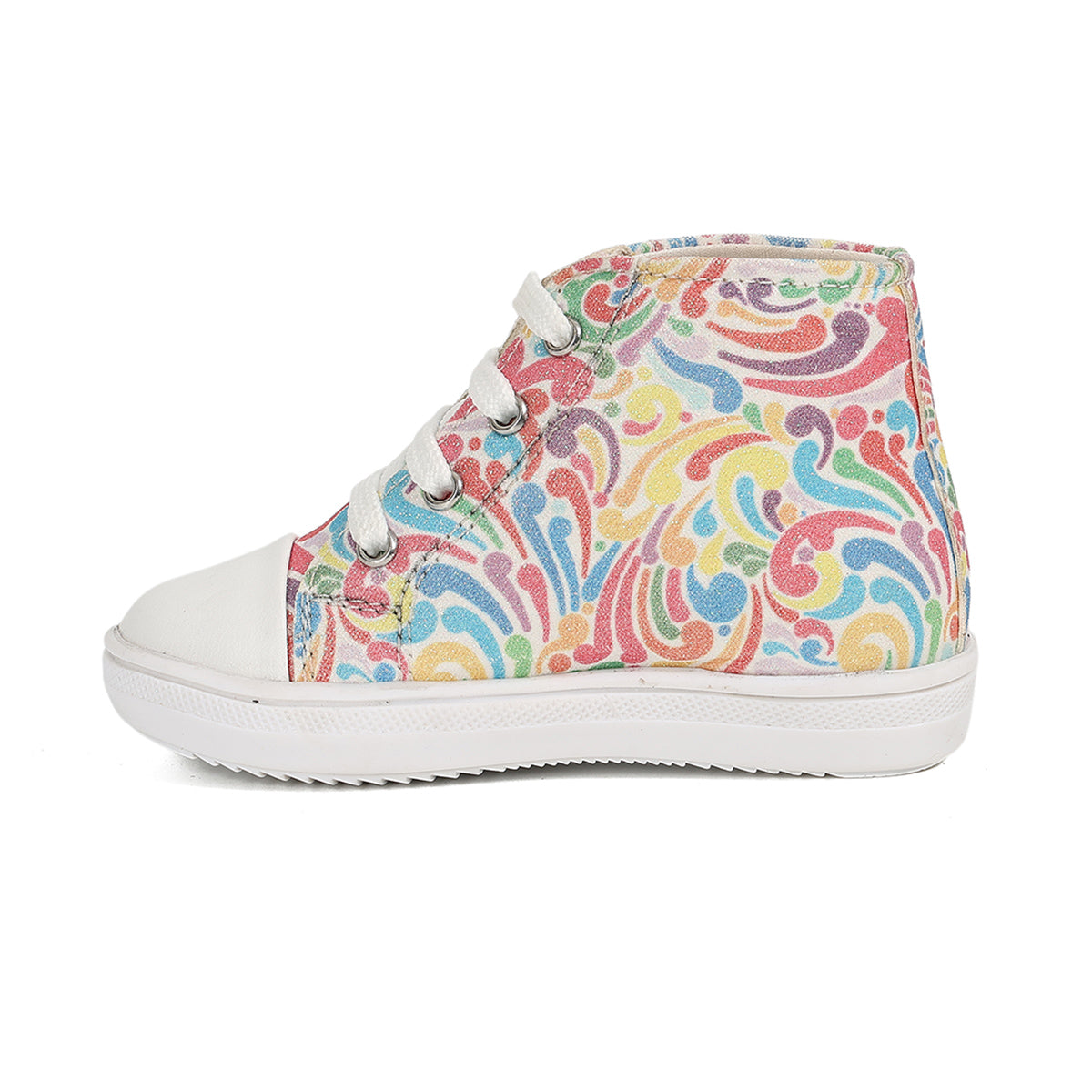 Girls Printed High-Top Casual Shoes, Multicolour