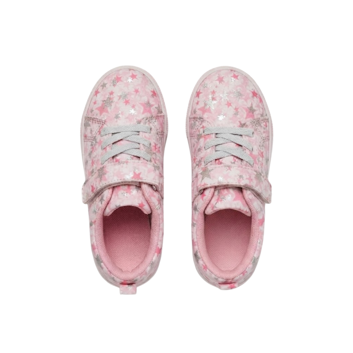 Baby Girls Pink Textile Sneakers Star Print Hook-and-Loop Casual Shoes
