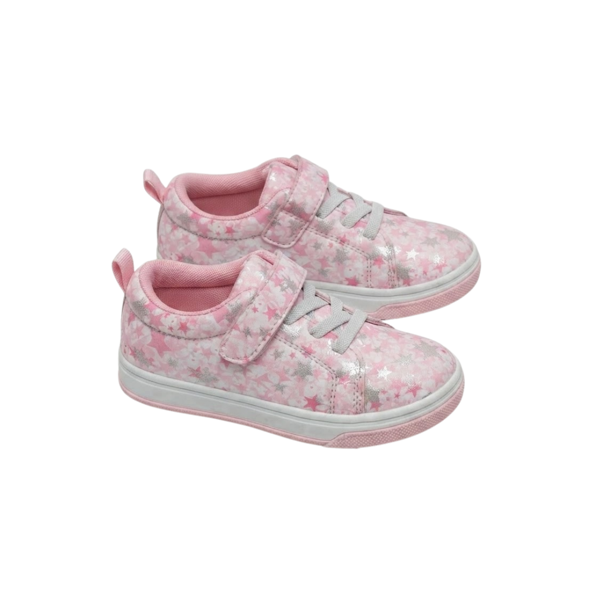 Baby Girls Pink Textile Sneakers Star Print Hook-and-Loop Casual Shoes