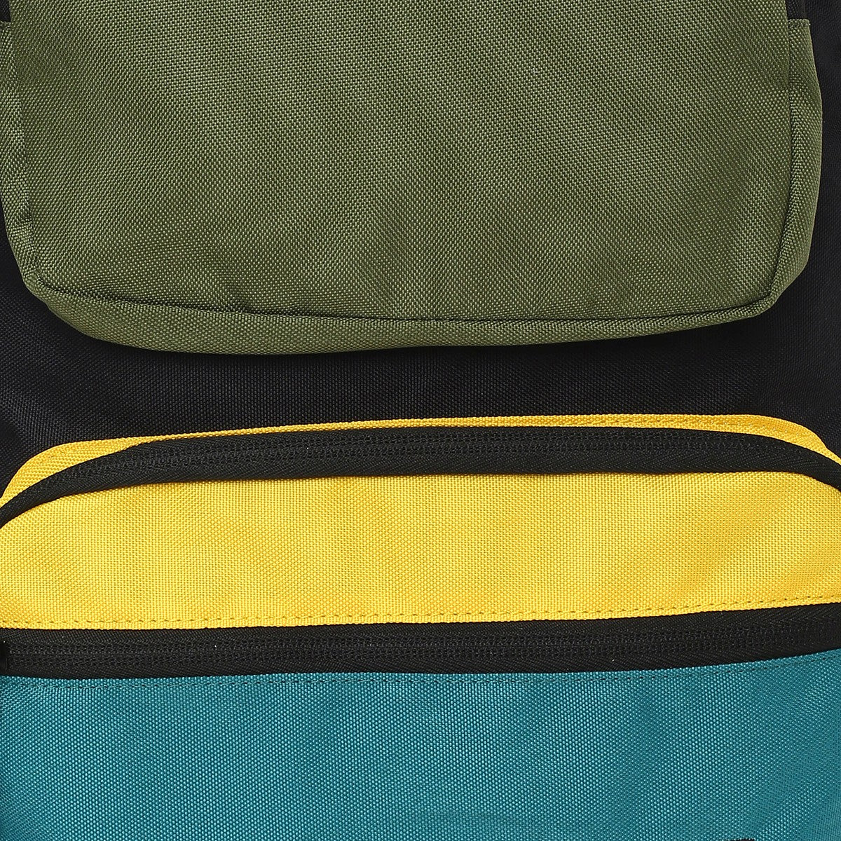 Boys Black, Olive Green, Yellow and Teal Blue Polyester Multi-Compartment Backpack Pack of 1 School Accessory