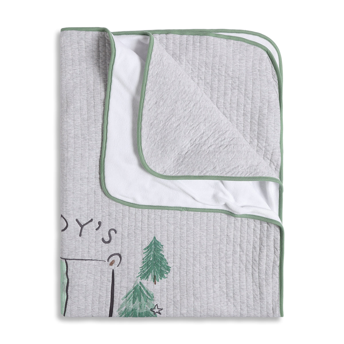 Baby Unisex Grey Cotton Printed Blanket for Daily Use