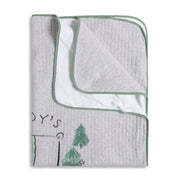 Baby Unisex Grey Cotton Printed Blanket for Daily Use