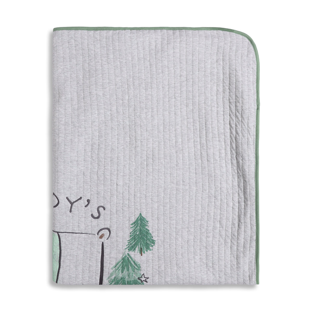 Baby Unisex Grey Cotton Printed Blanket for Daily Use