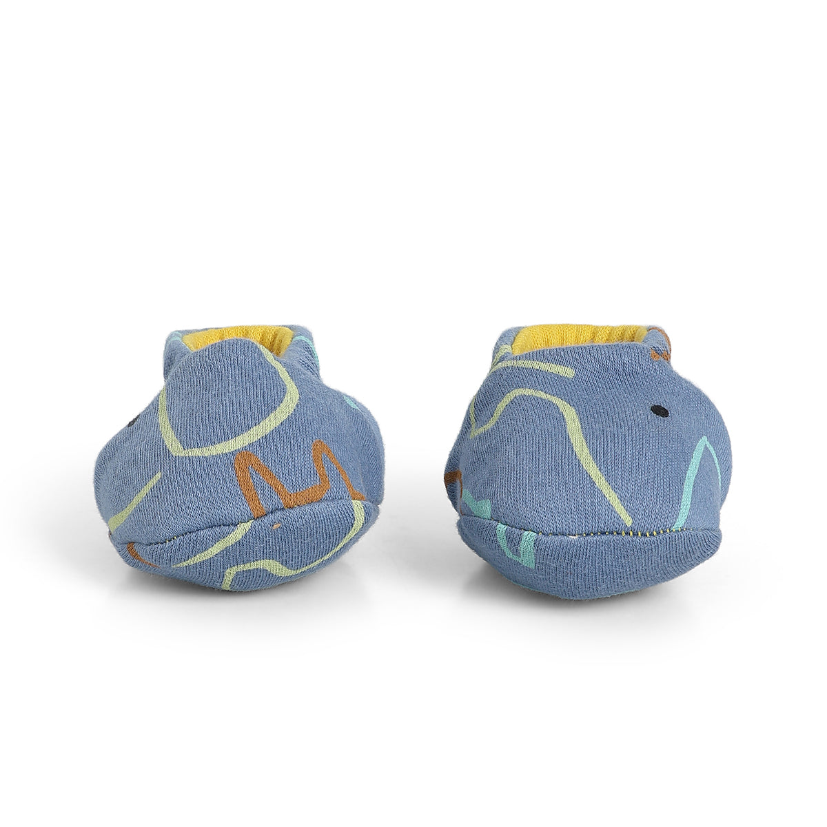 Baby Unisex Blue Cotton Printed Slip-On Booties for Daily Wear