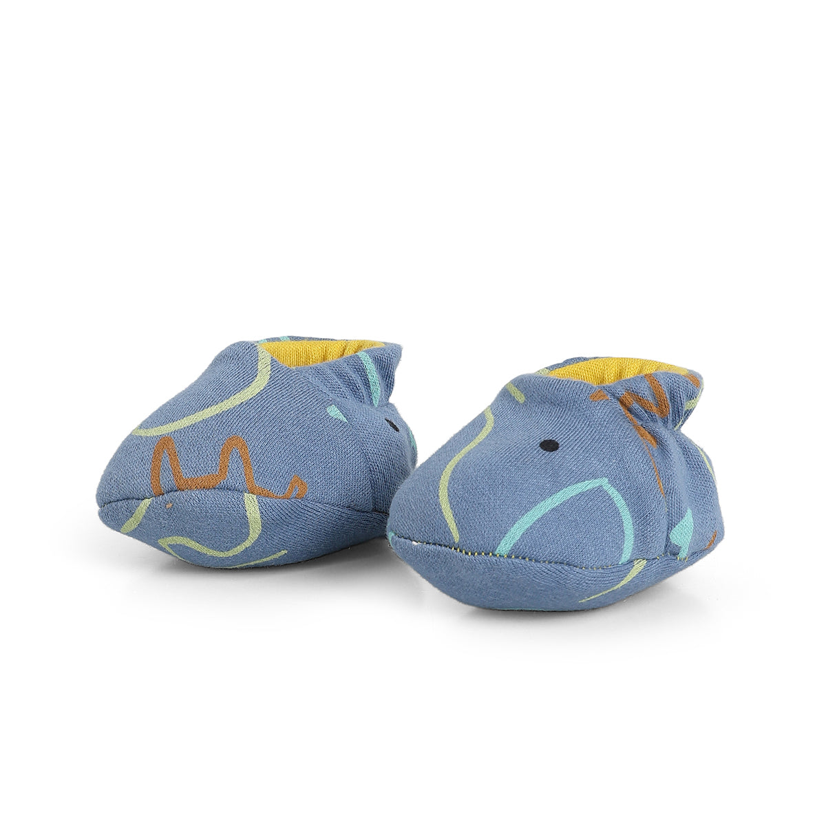Baby Unisex Blue Cotton Printed Slip-On Booties for Daily Wear
