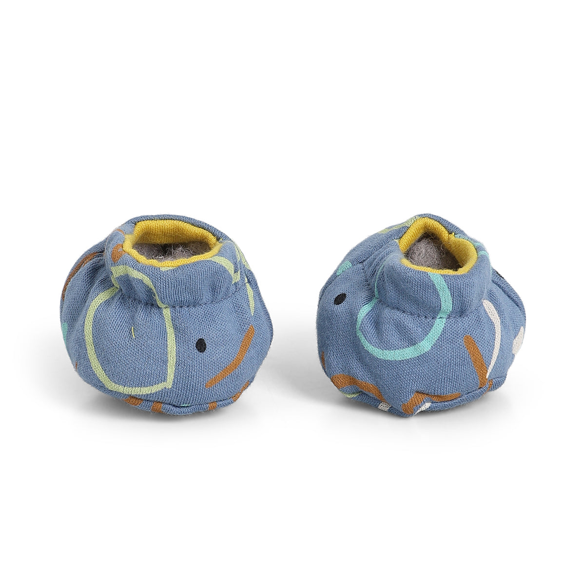 Baby Unisex Blue Cotton Printed Slip-On Booties for Daily Wear