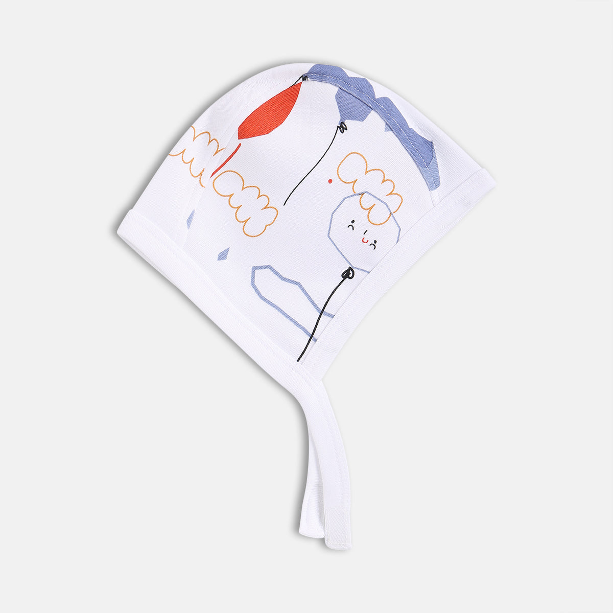 Unisex White and Mint Printed Tie-Up Caps Pack of 2 Soft Caps