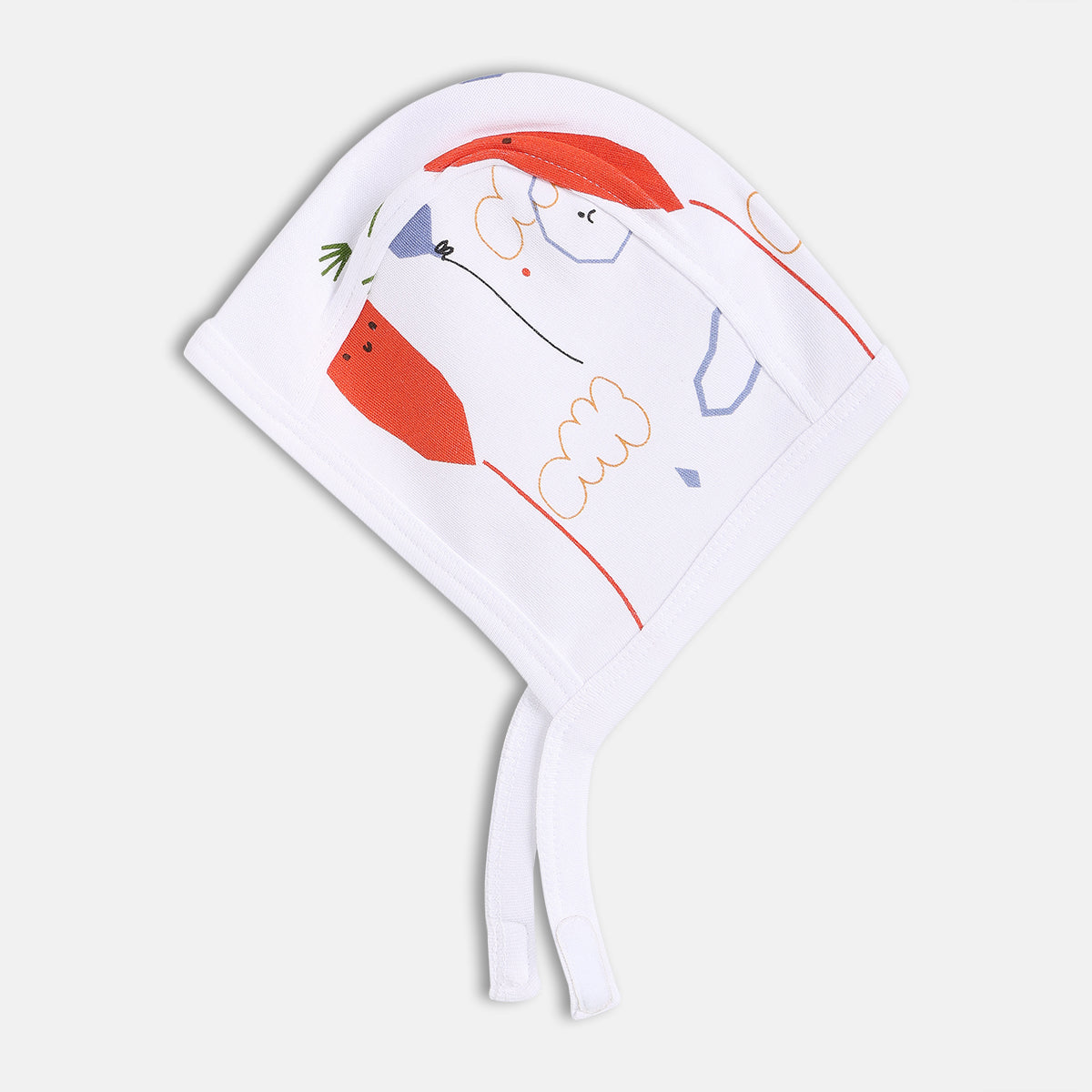 Unisex White and Mint Printed Tie-Up Caps Pack of 2 Soft Caps
