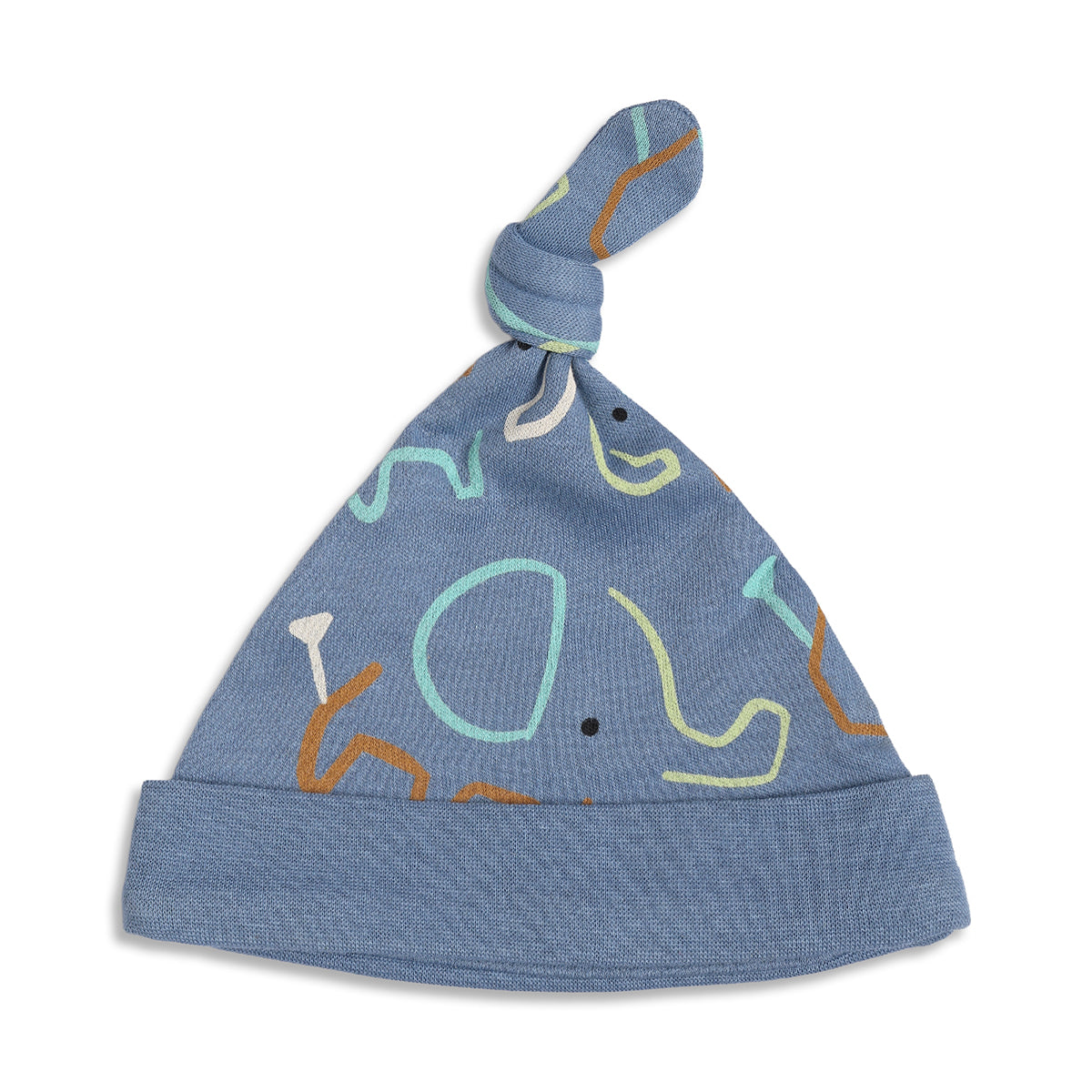 Baby Unisex Blue & Yellow Cotton Printed Cap Pack of 2 for Daily Wear