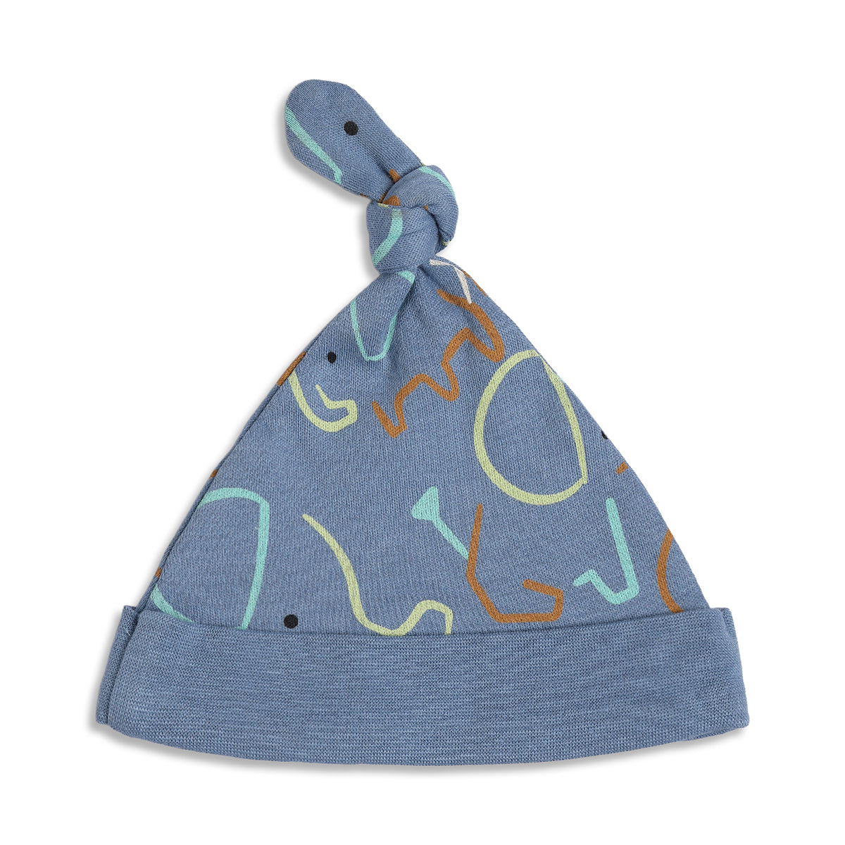 Baby Unisex Blue & Yellow Cotton Printed Cap Pack of 2 for Daily Wear