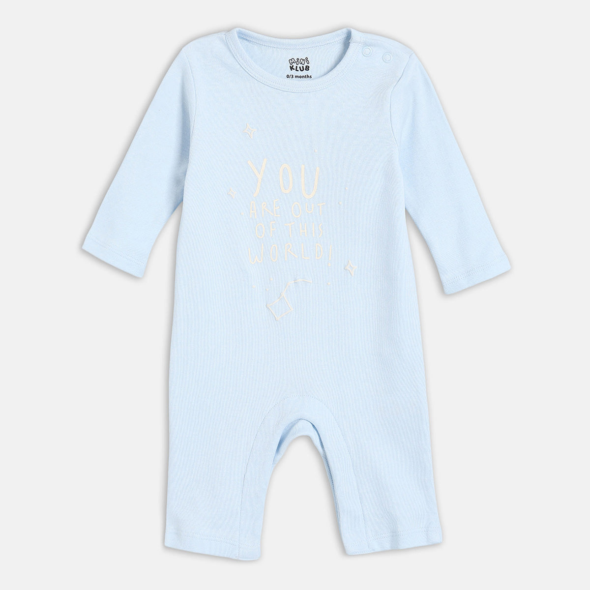 Baby Boys Printed Romper with Mittens and Booties Set of 3, Light Blue