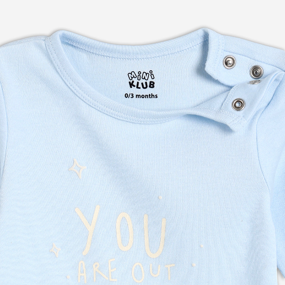 Baby Boys Printed Romper with Mittens and Booties Set of 3, Light Blue