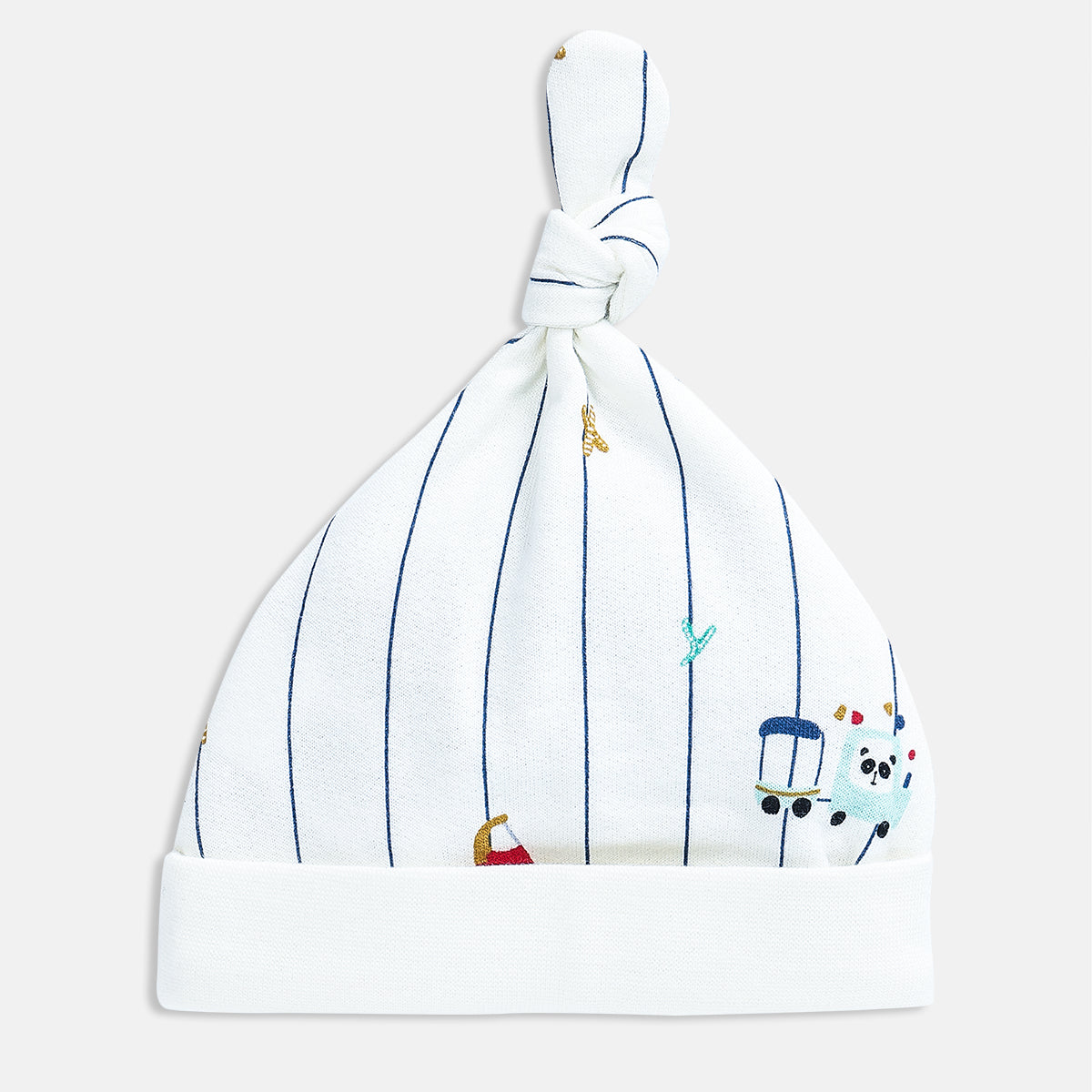 Baby Boys Printed Sleepsuit with Cap and Soft Toy Set of 3, White