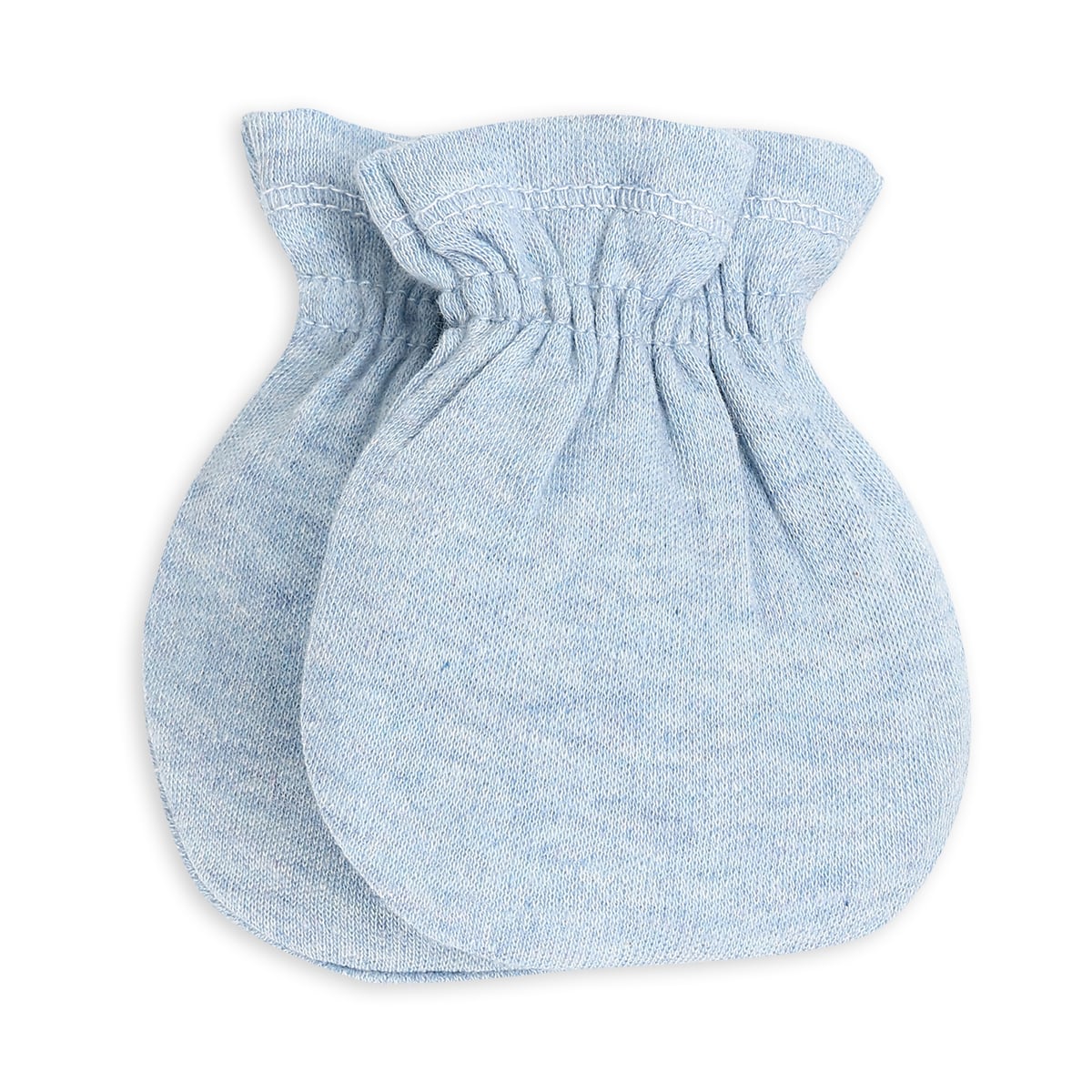 Baby Unisex Light Blue and White Cotton Mittens Pack of 1 Reversible Striped Everyday Wear