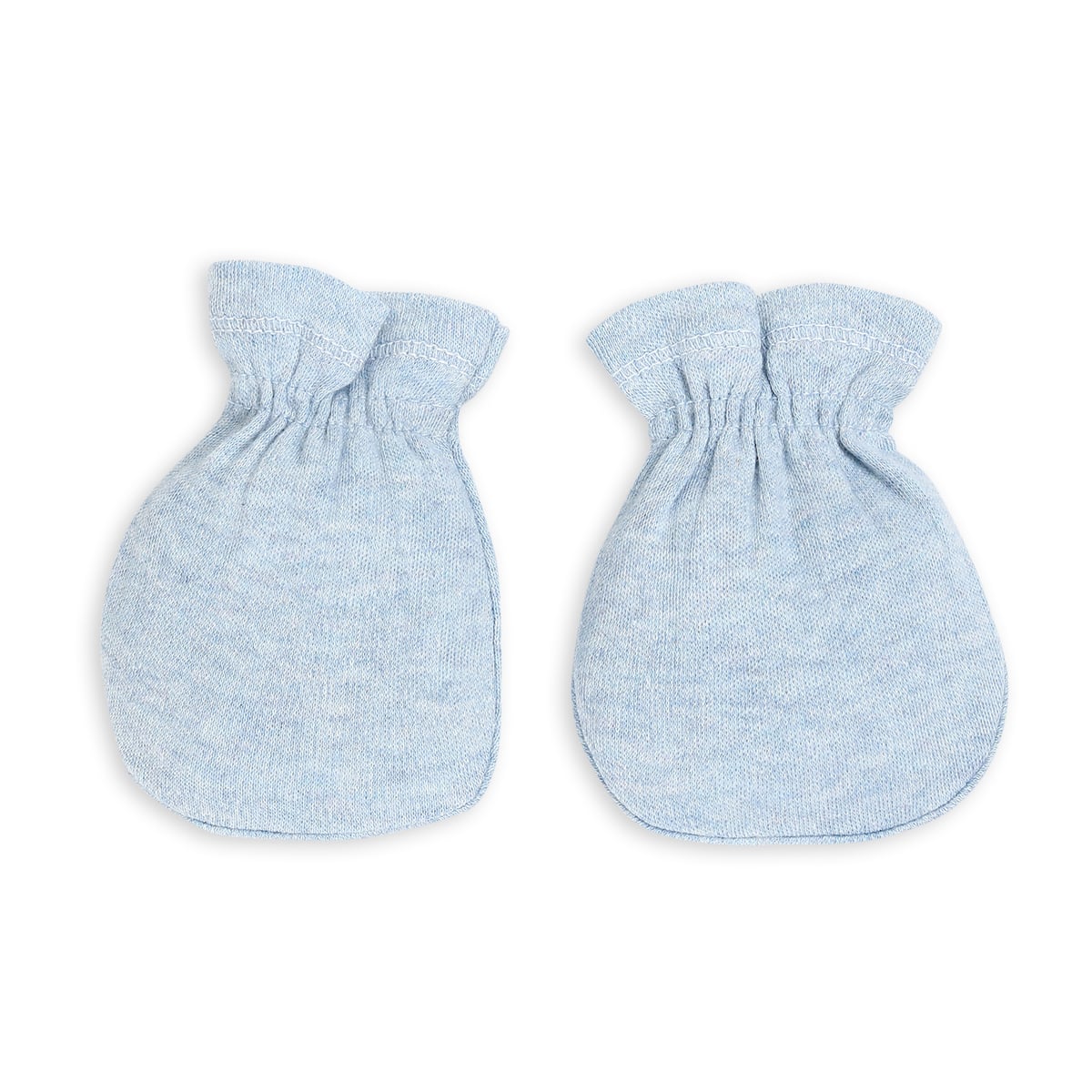Baby Unisex Light Blue and White Cotton Mittens Pack of 1 Reversible Striped Everyday Wear